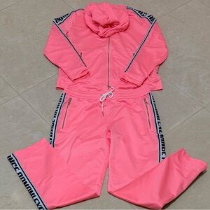 Armani Exchange  Women Sport Jumpsuit Pink Medium Coral Hoodie 2 piece. New